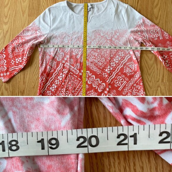 Southern Lady Tunic Top for Women Sz M Ombre Colors w/ Aztec Designs - Picture 7 of 11